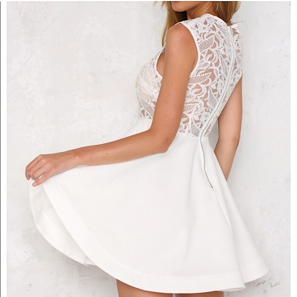 JUST DROPPED #1 White Lace Layered Hem Fit And Flare Skater Dress S M - Picture 6 of 12